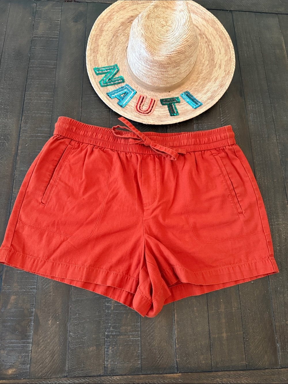 LOFT Burnt Orange Drawstring Shorts